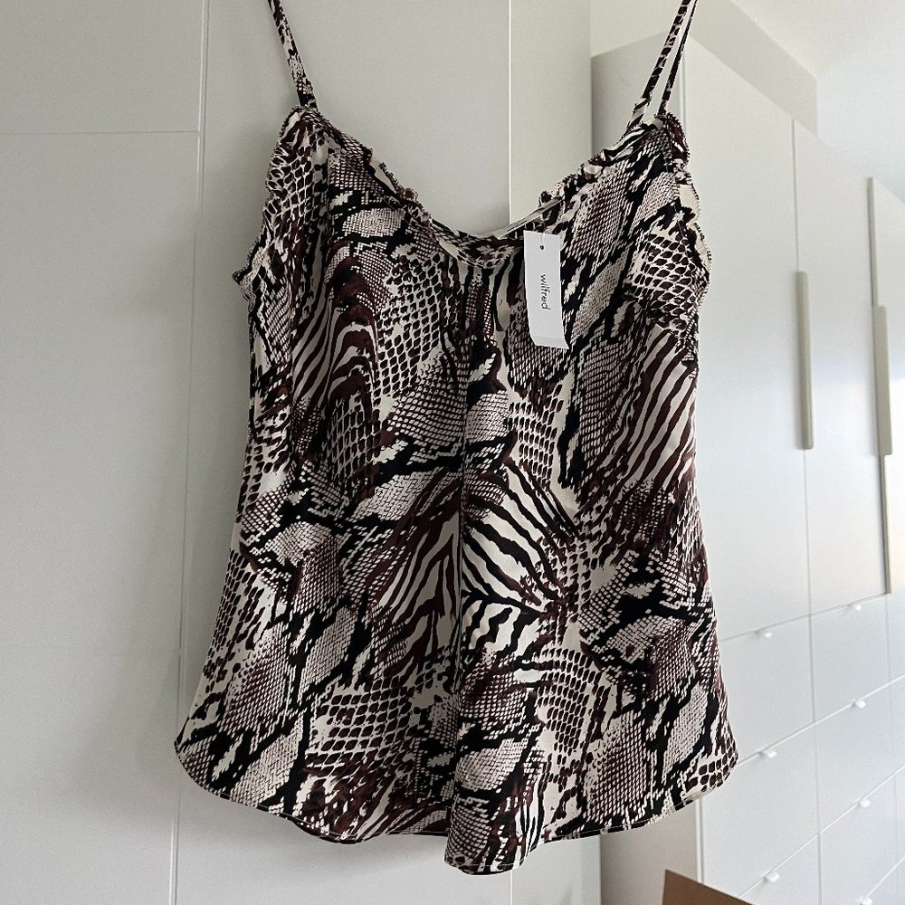 NWT Artizia's Wilfred Ruffle Camisole Animal-print silk (Giselle)